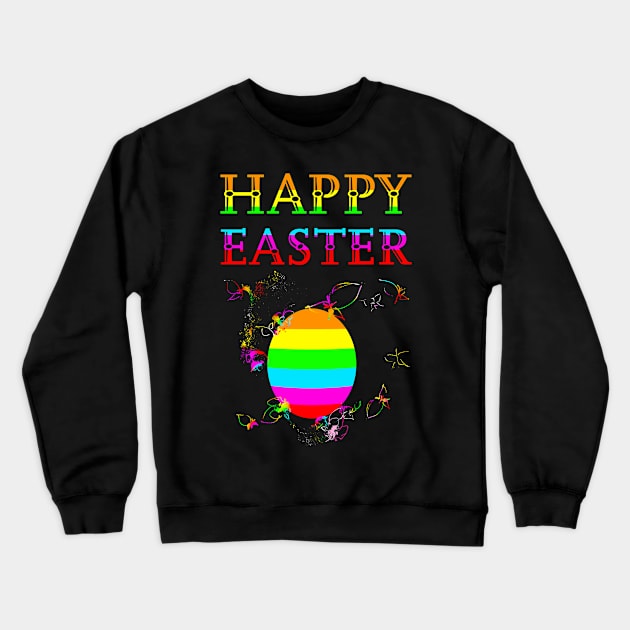 Rainbow Easter Egg with Spring Flower Fireworks Crewneck Sweatshirt by Artstastic